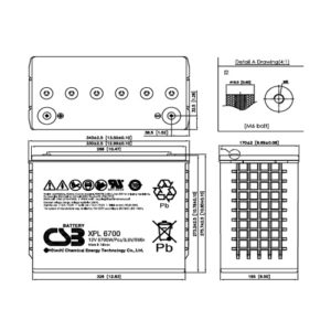 CSB XPL6700W Hitachi Battery drawing